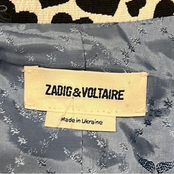 Zadig & Voltaire Viking Jac coeur black & white heart blazer size 34 - Picture 10 of 13